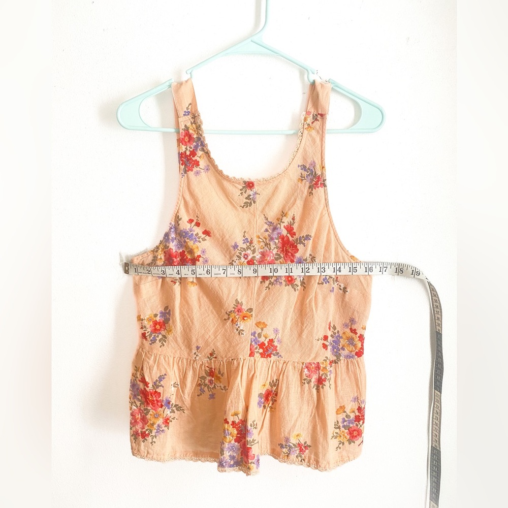 Women’s American Eagle Outfitters Peach Tank Top Size Large Floral - Picture 2 of 9